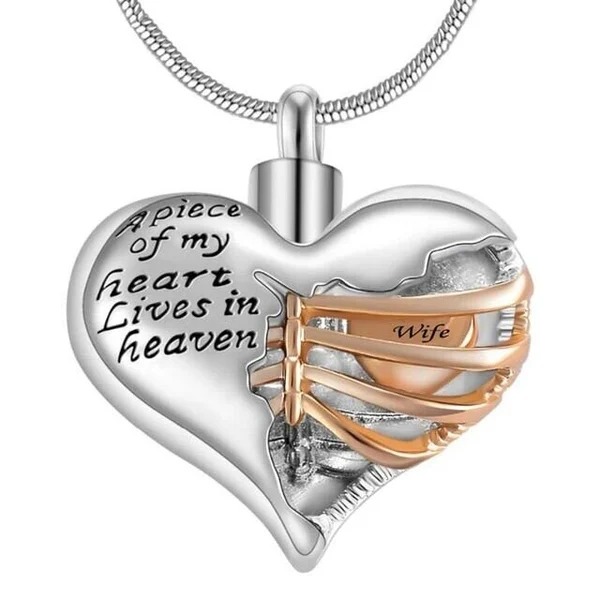 ❤️A Piece Of My Heart Lives In Heaven - Chain and Urn Pendant