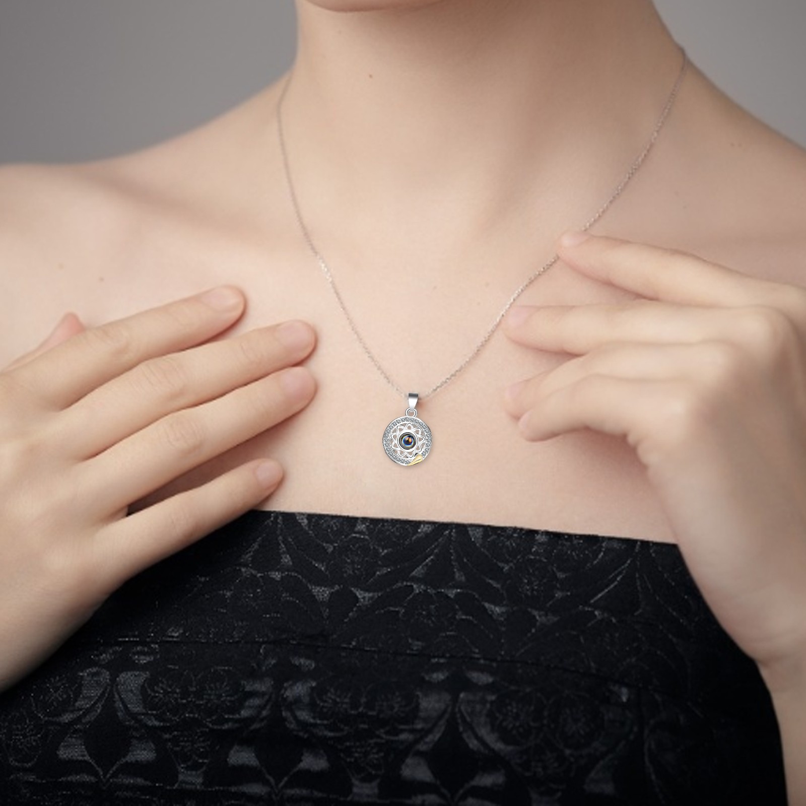 100 Languages I Love You Necklace Projection Pendant Sun And Moon Couple Gift