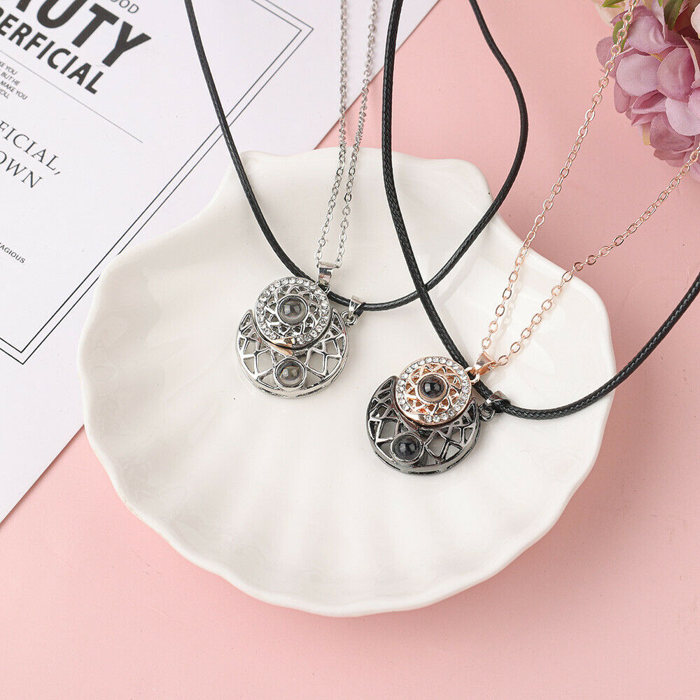 100 Languages I Love You Necklace Projection Pendant Sun And Moon Couple Gift