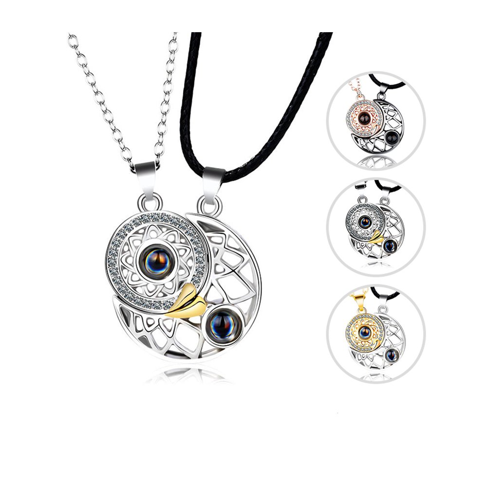 100 Languages I Love You Necklace Projection Pendant Sun And Moon Couple Gift
