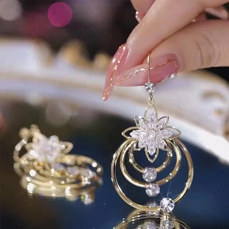 💐MOTHER'S DAY PRE-SALE💝ITALIAN STYLE CRYSTAL LOTUS HOOP EARRINGS