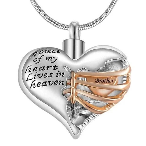 ❤️A Piece Of My Heart Lives In Heaven - Chain and Urn Pendant