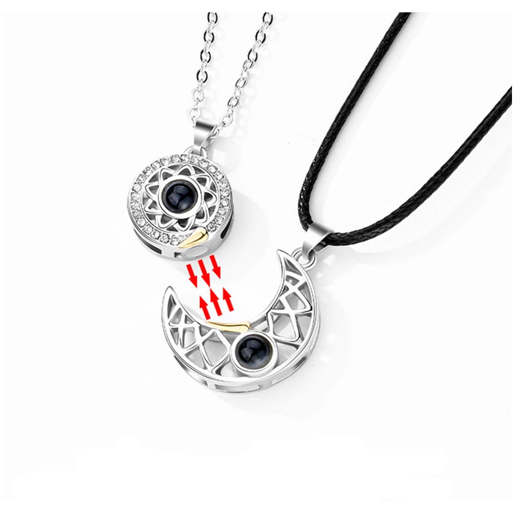 100 Languages I Love You Necklace Projection Pendant Sun And Moon Couple Gift