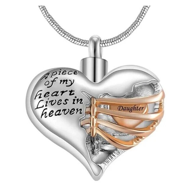 ❤️A Piece Of My Heart Lives In Heaven - Chain and Urn Pendant