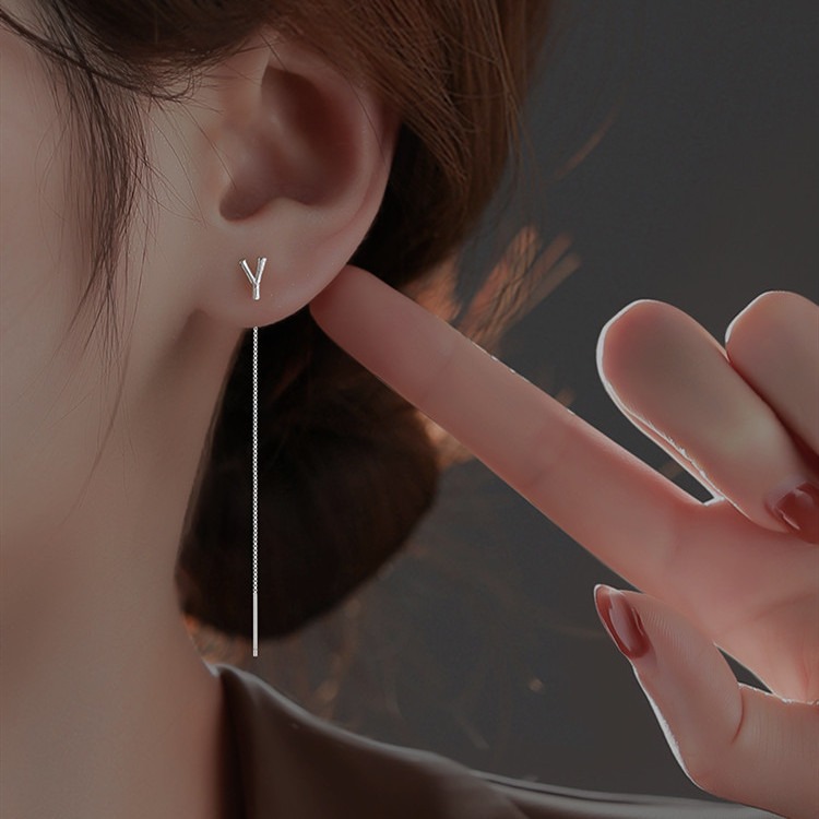 Shiny Silver Alphabet Earrings