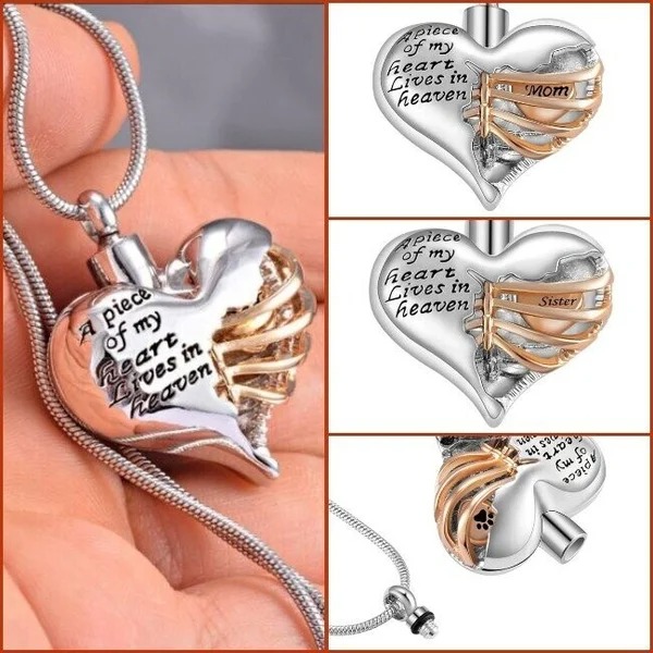 ❤️A Piece Of My Heart Lives In Heaven - Chain and Urn Pendant