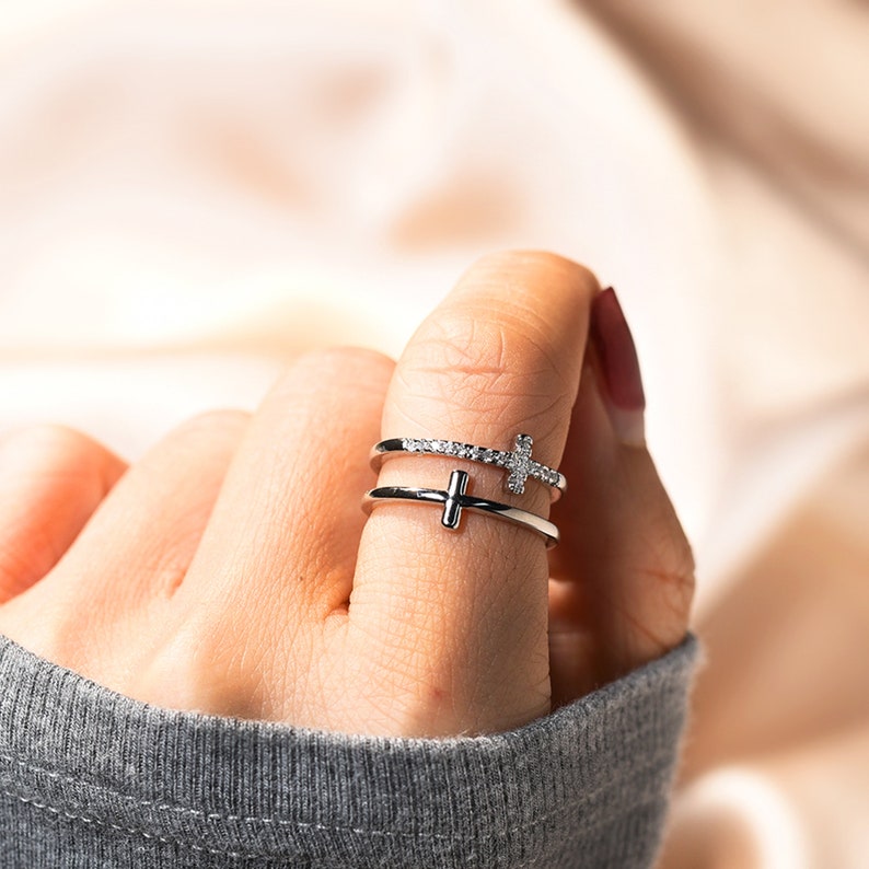 🎁Christmas Sale🎄To My Daughter "Pray Through It" Twin Band Cross Ring