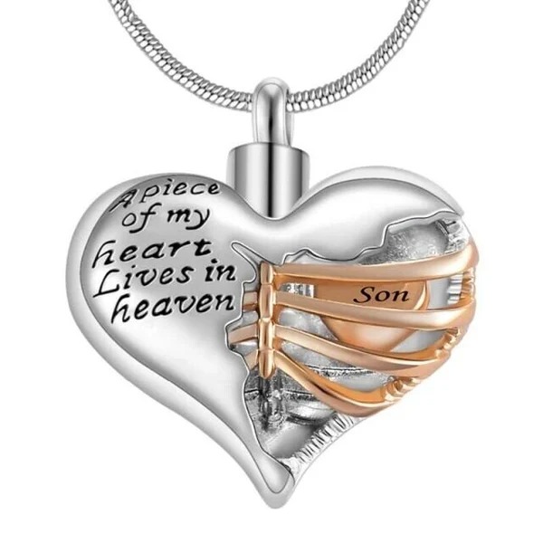 ❤️A Piece Of My Heart Lives In Heaven - Chain and Urn Pendant