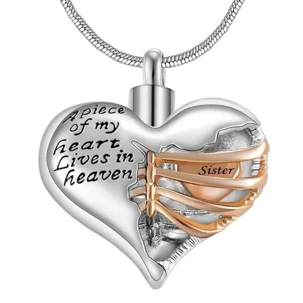 ❤️A Piece Of My Heart Lives In Heaven - Chain and Urn Pendant
