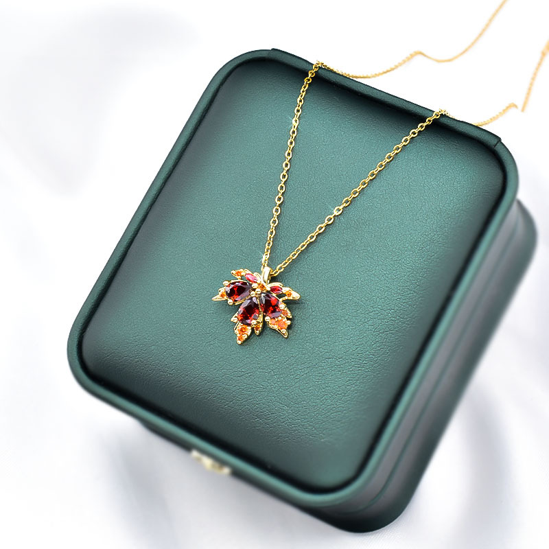 Shiny Crystal Maple Tassel Earrings