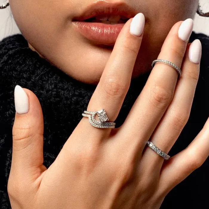 925 STERLING SILVER PAVÉ VAGUES RING