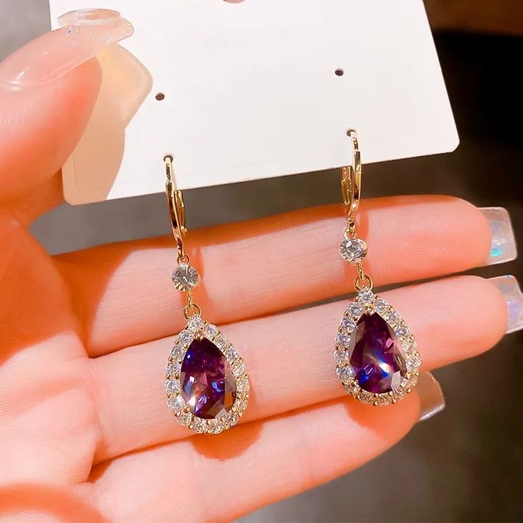 🌊SUMMER HOT SALE✨PURPLE ZIRCON DROP SHAPE EARRINGS