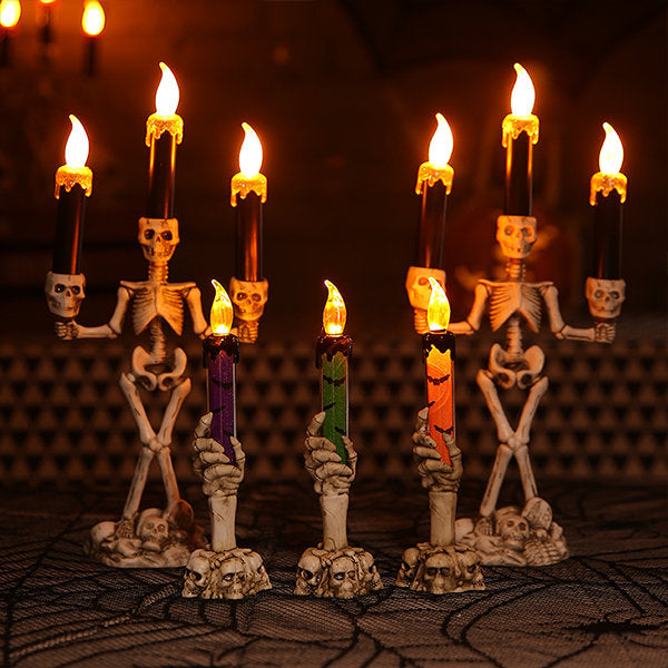 Halloween Skull Candle Holder Light