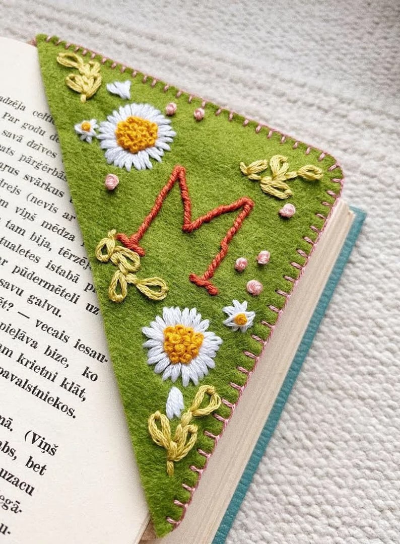 Chritmas Gift to Friends Personalized Hand Embroidered Corner Book Mark
