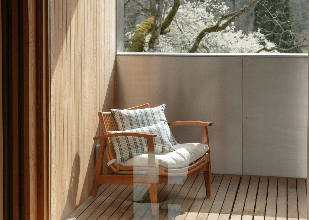 indigo plaid cushion with insert 