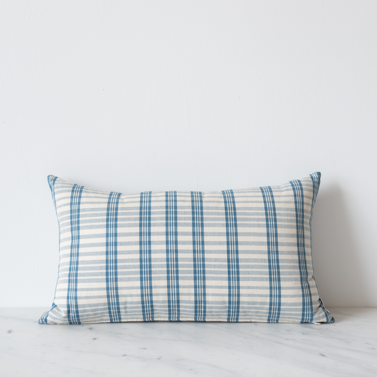 indigo plaid cushion with insert – 12′′x20′′