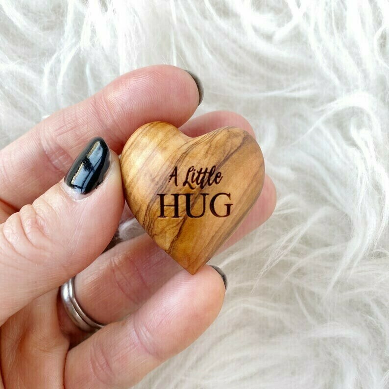 Pocket Hug Wooden Heart Token--Thanksgiving gifts, Christmas gifts