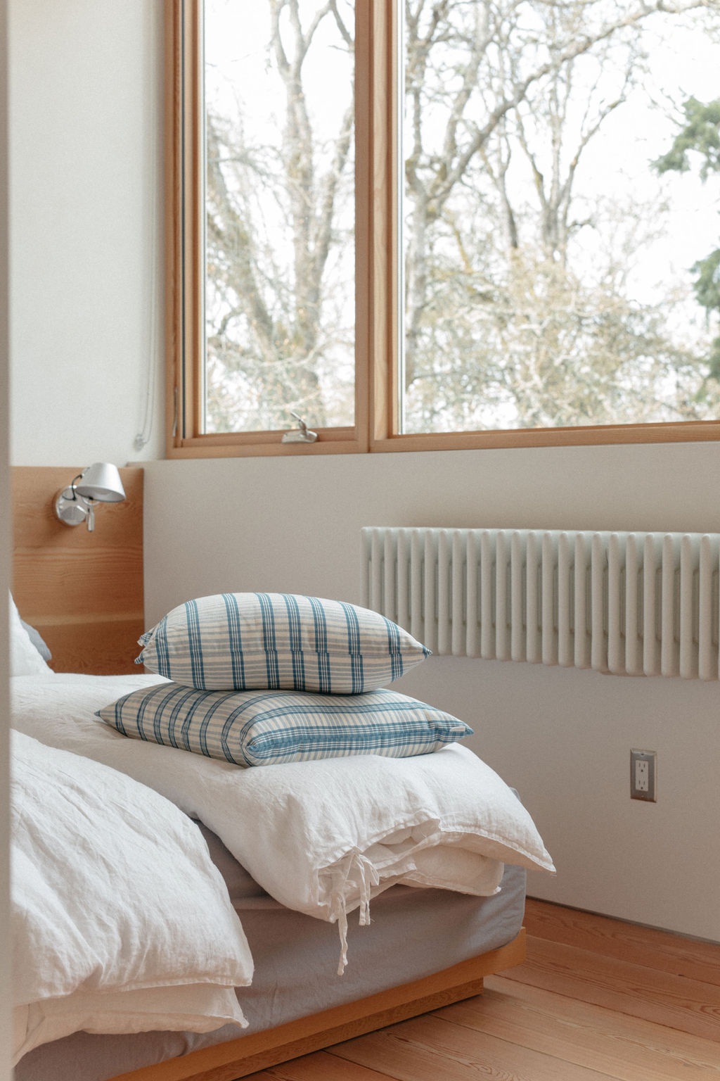 indigo plaid cushion with insert – 12′′x20′′