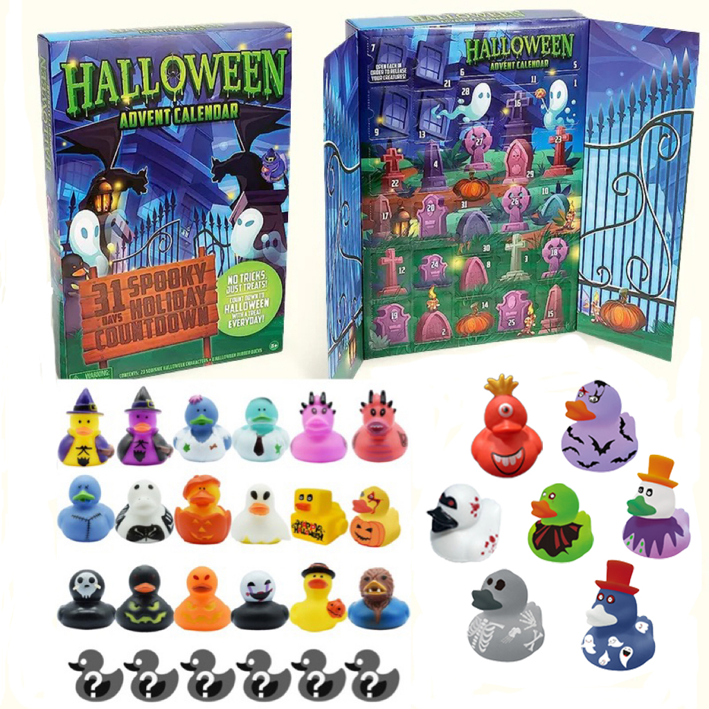👻🦆 31 Days of Halloween Themed Duck Advent Calendar 2023(1 Set 31 Ducks)