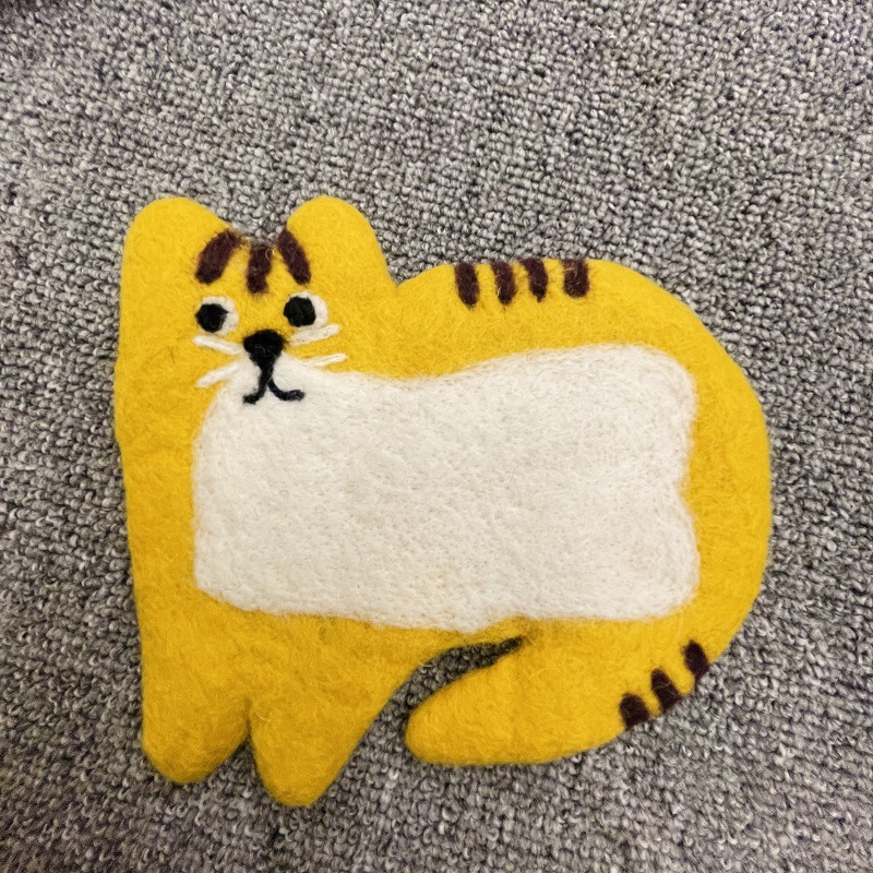 🐱Cute Handmade Wool Felt Animal Kitty Cat Cup Coasters