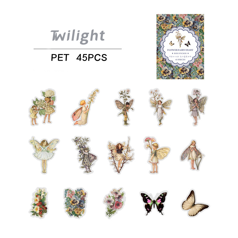 45pcs/box Fairy Butterfly Waterproof Stickers