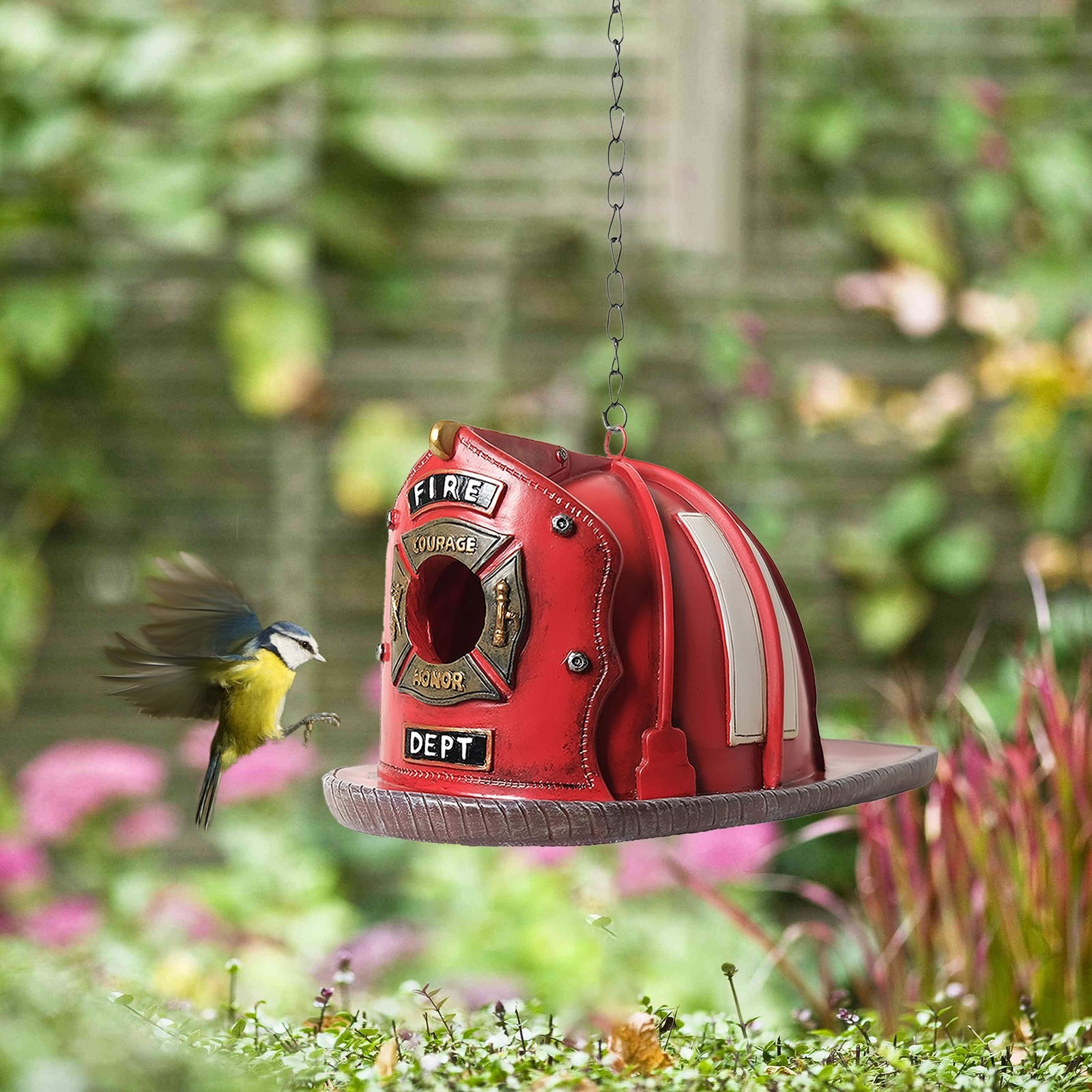 💖HOT SALE 49% OFF-🐦Retro Red Firefighter Helmet Bird House