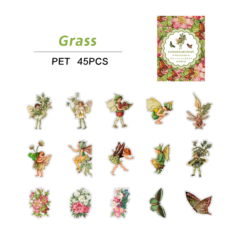 45pcs/box Fairy Butterfly Waterproof Stickers