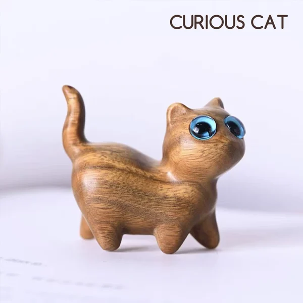 Sandalwood hand-carved wood cat