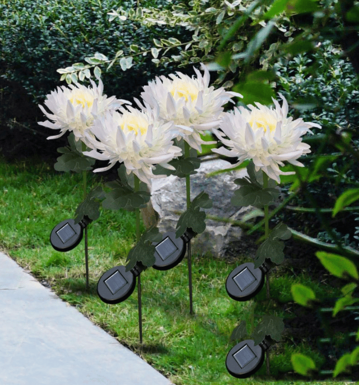 LAST DAY 50% OFF - SPRING ARTIFICIAL Chrysanthemum SOLAR GARDEN STAKE 