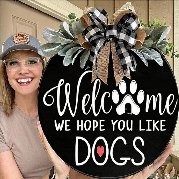 🐶(Last Day Promotion-SAVE 50% OFF) 16″ Front Door Welcome Wooden Sign