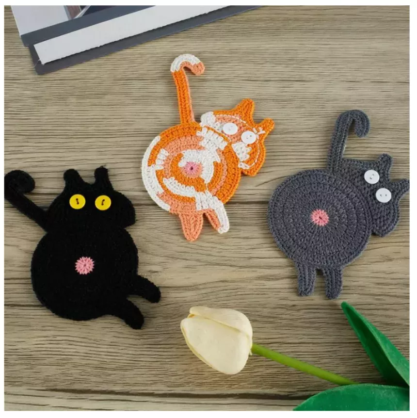 🔥Hot Sale -🐱Cute Cat Butt Coasters-Buy 3 Get 1 Free🎉