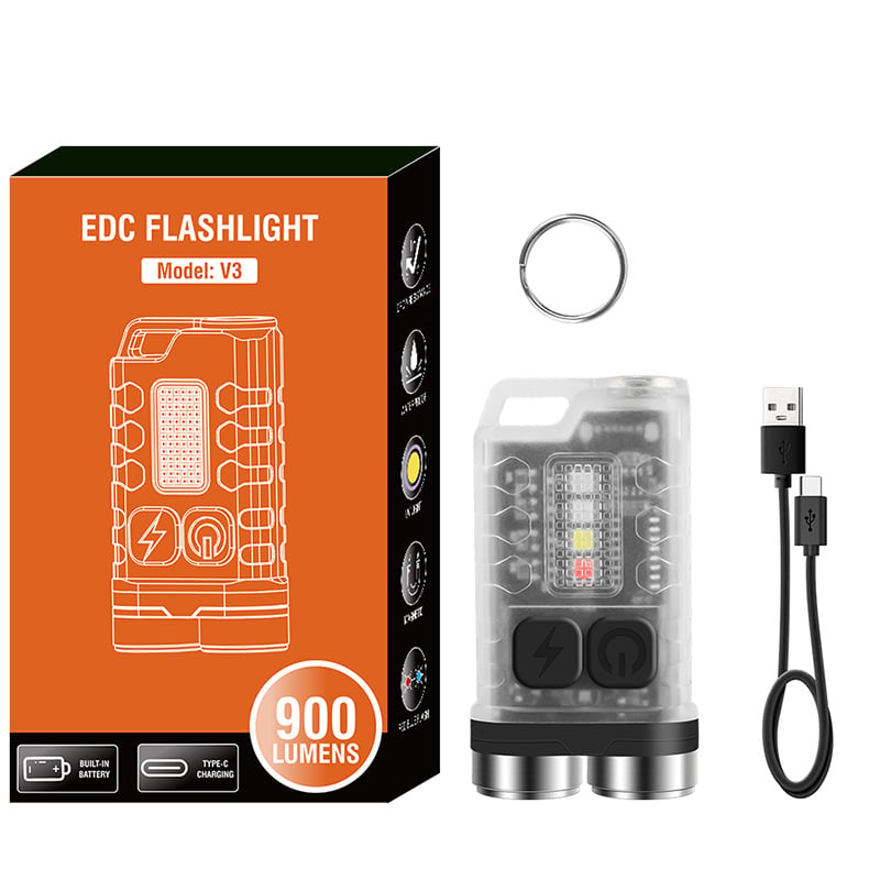 Small Powerful EDC Flashlight with Red UV Blue Light -Super Bright 900LM