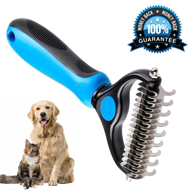 Undercoat Rake for Cats & Dogs - Safe Dematting Comb for Easy Mats & Tangles Removing