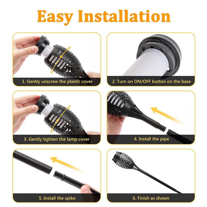 96 LED Outdoor Solar Torch Lights Waterproof Garden Patio Flickering Dancing Flame Lamp