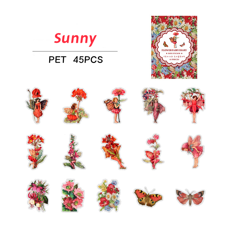 45pcs/box Fairy Butterfly Waterproof Stickers