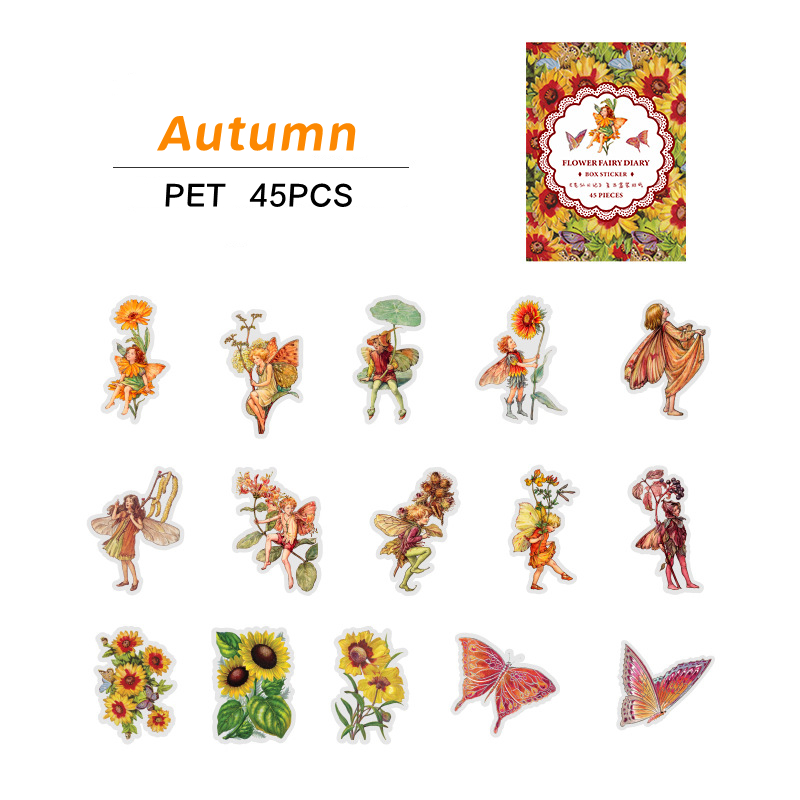 45pcs/box Fairy Butterfly Waterproof Stickers
