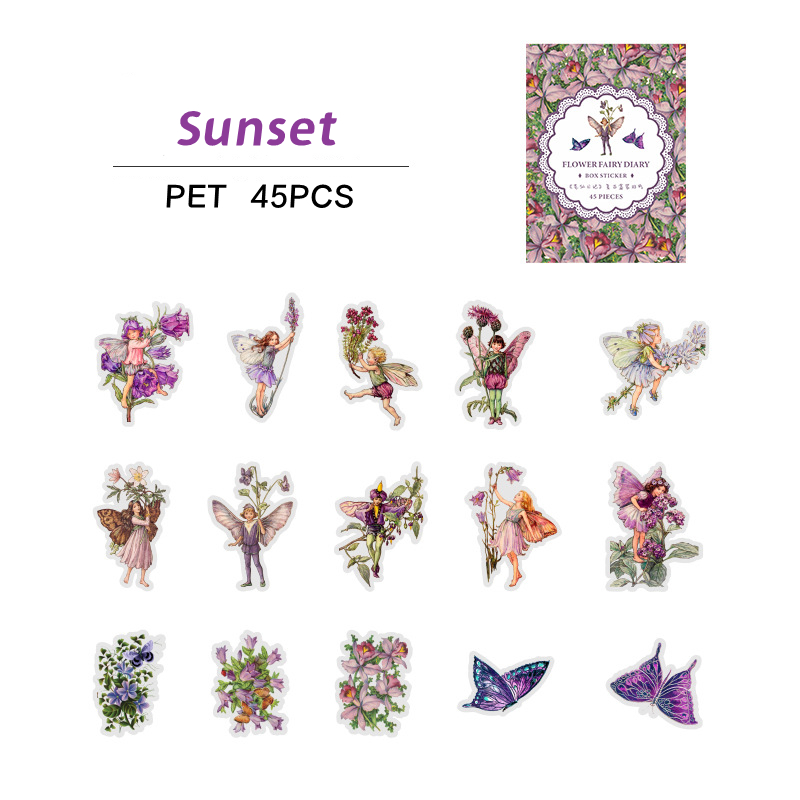 45pcs/box Fairy Butterfly Waterproof Stickers