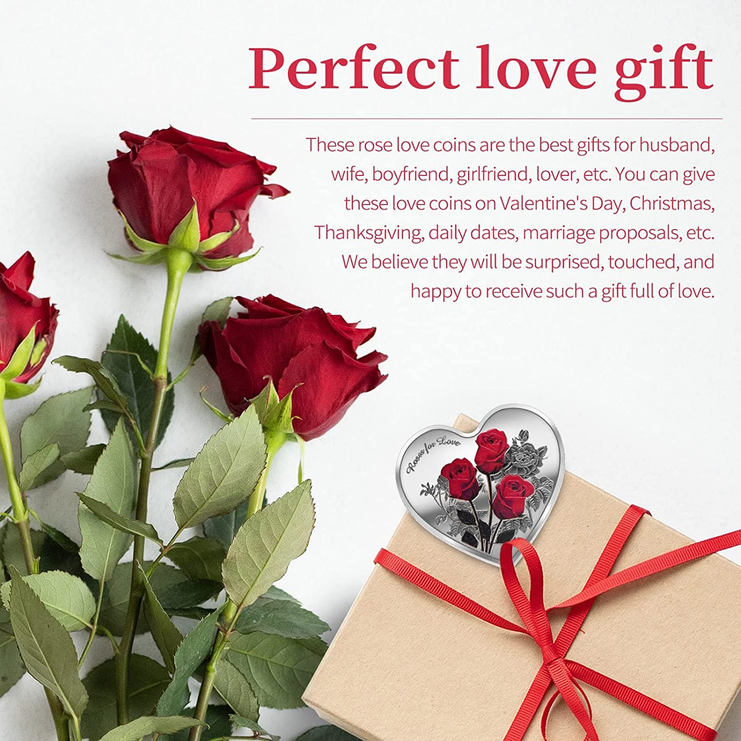 Heart Shaped Rose Coin "I Love You" in 52 Languages