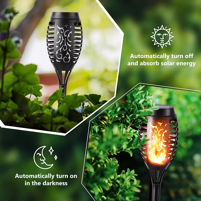 96 LED Outdoor Solar Torch Lights Waterproof Garden Patio Flickering Dancing Flame Lamp