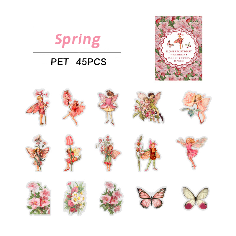 45pcs/box Fairy Butterfly Waterproof Stickers