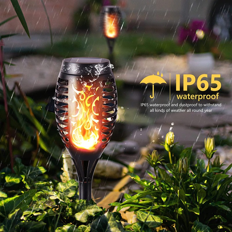 96 LED Outdoor Solar Torch Lights Waterproof Garden Patio Flickering Dancing Flame Lamp