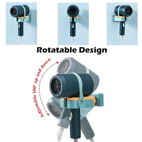 Rotatable Wall Mounted Hair Dryer Holder
