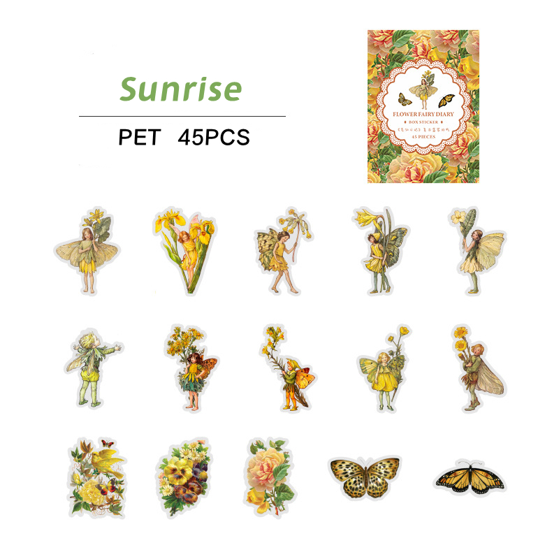 45pcs/box Fairy Butterfly Waterproof Stickers