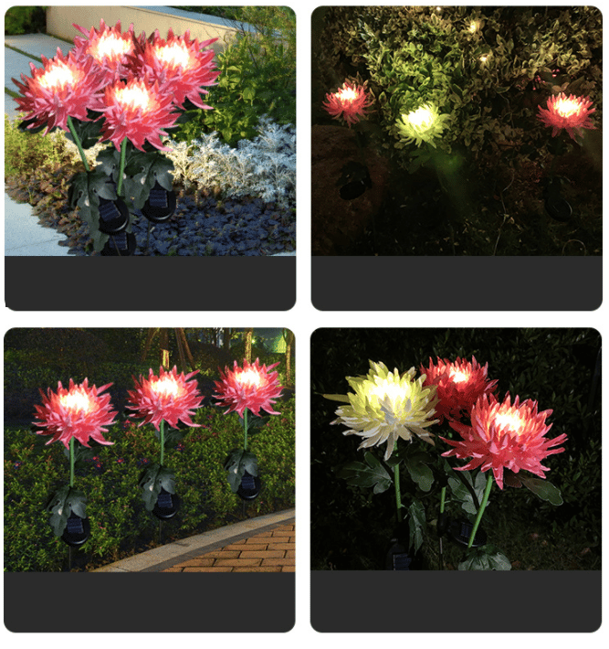 LAST DAY 50% OFF - SPRING ARTIFICIAL Chrysanthemum SOLAR GARDEN STAKE 