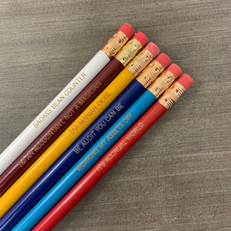Badass Bean counter accountant pencil set. 6 personalized image 4