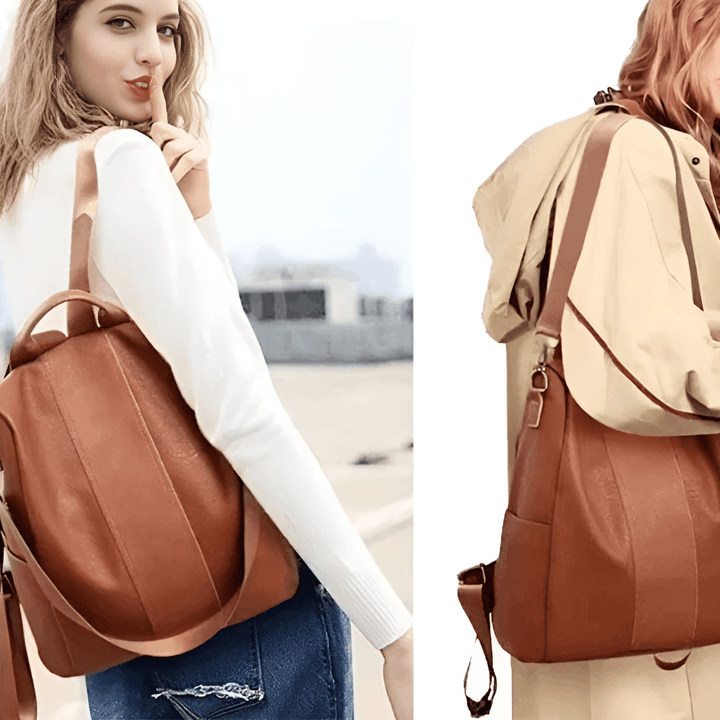 leather ladies' anti-theft backpack