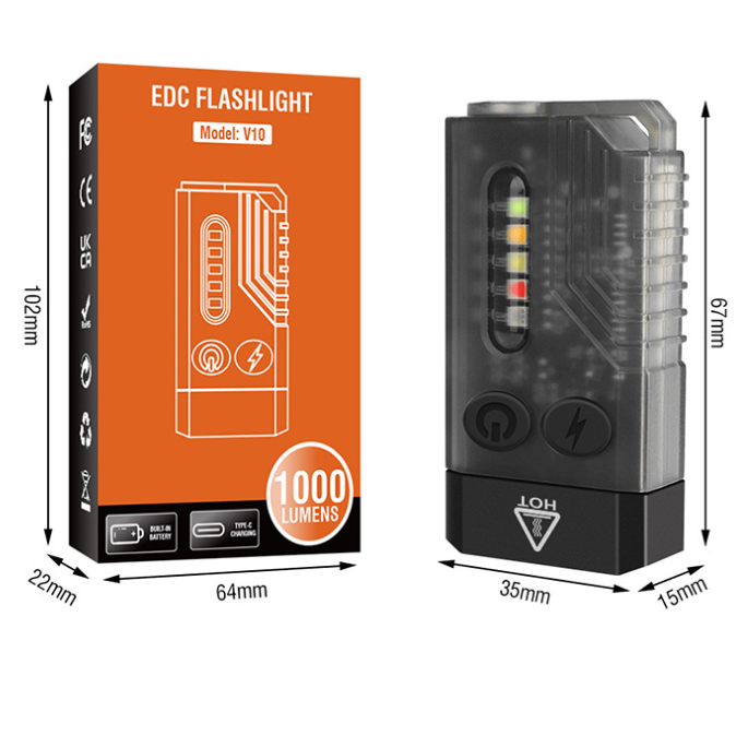 Small Powerful EDC Flashlight with Red UV Blue Light -Super Bright 1000LM