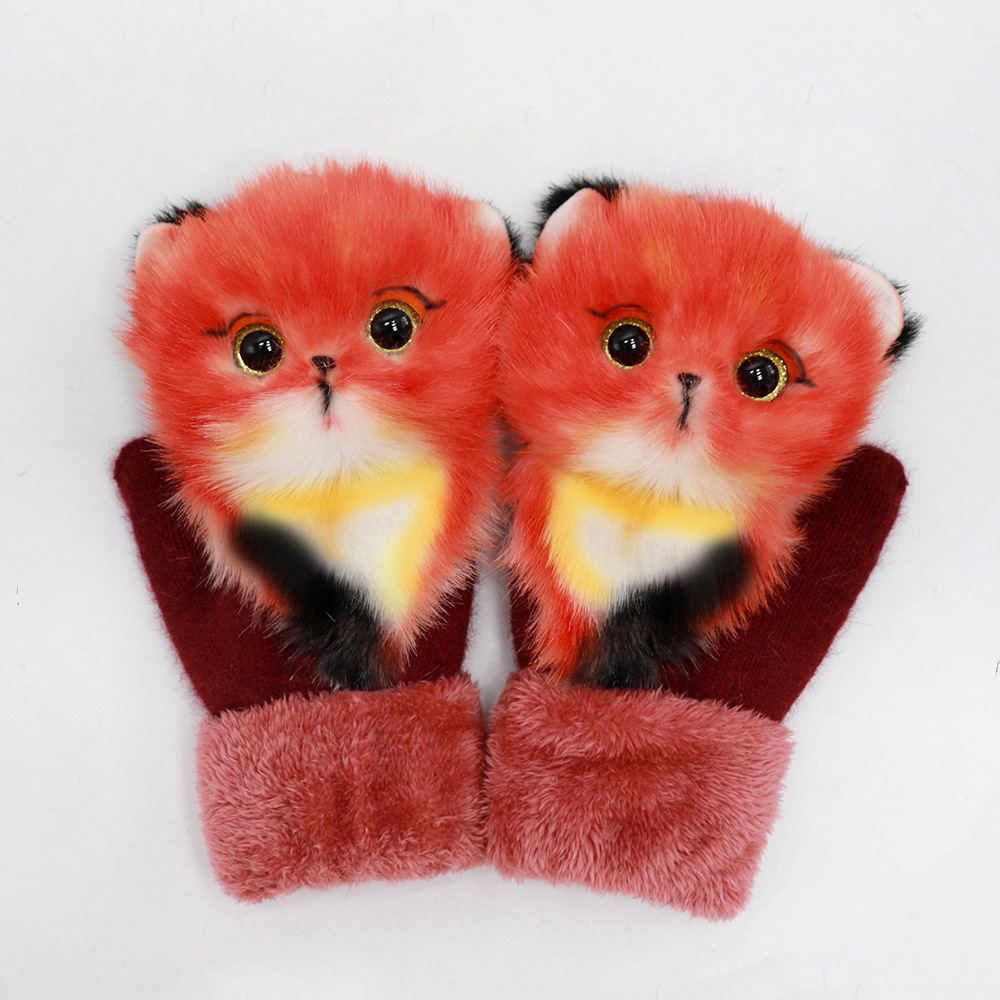Hand-knitted animal Mittens