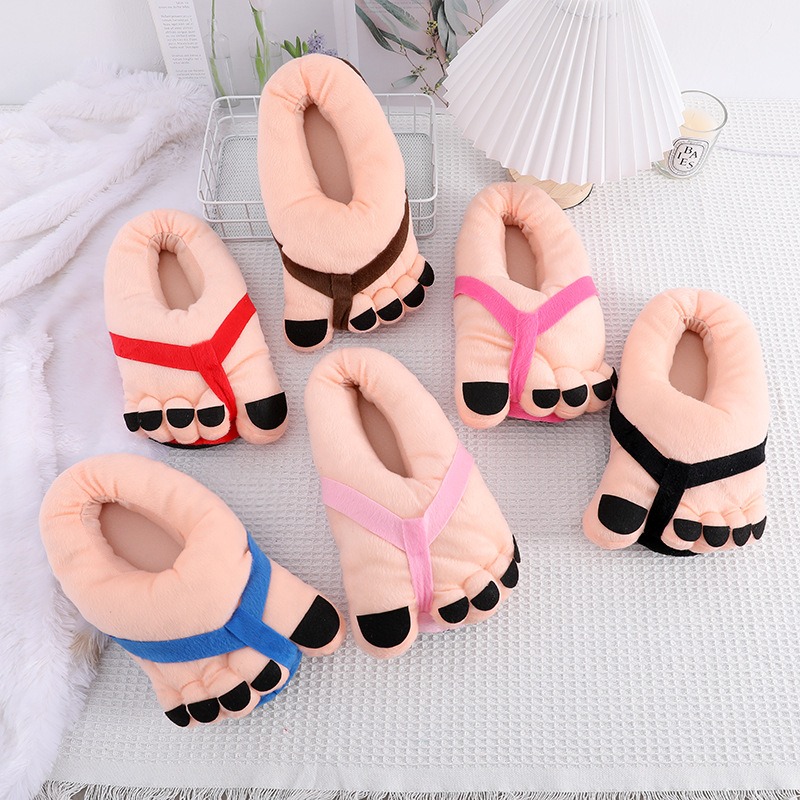  Creative funny big feet cotton slippers
