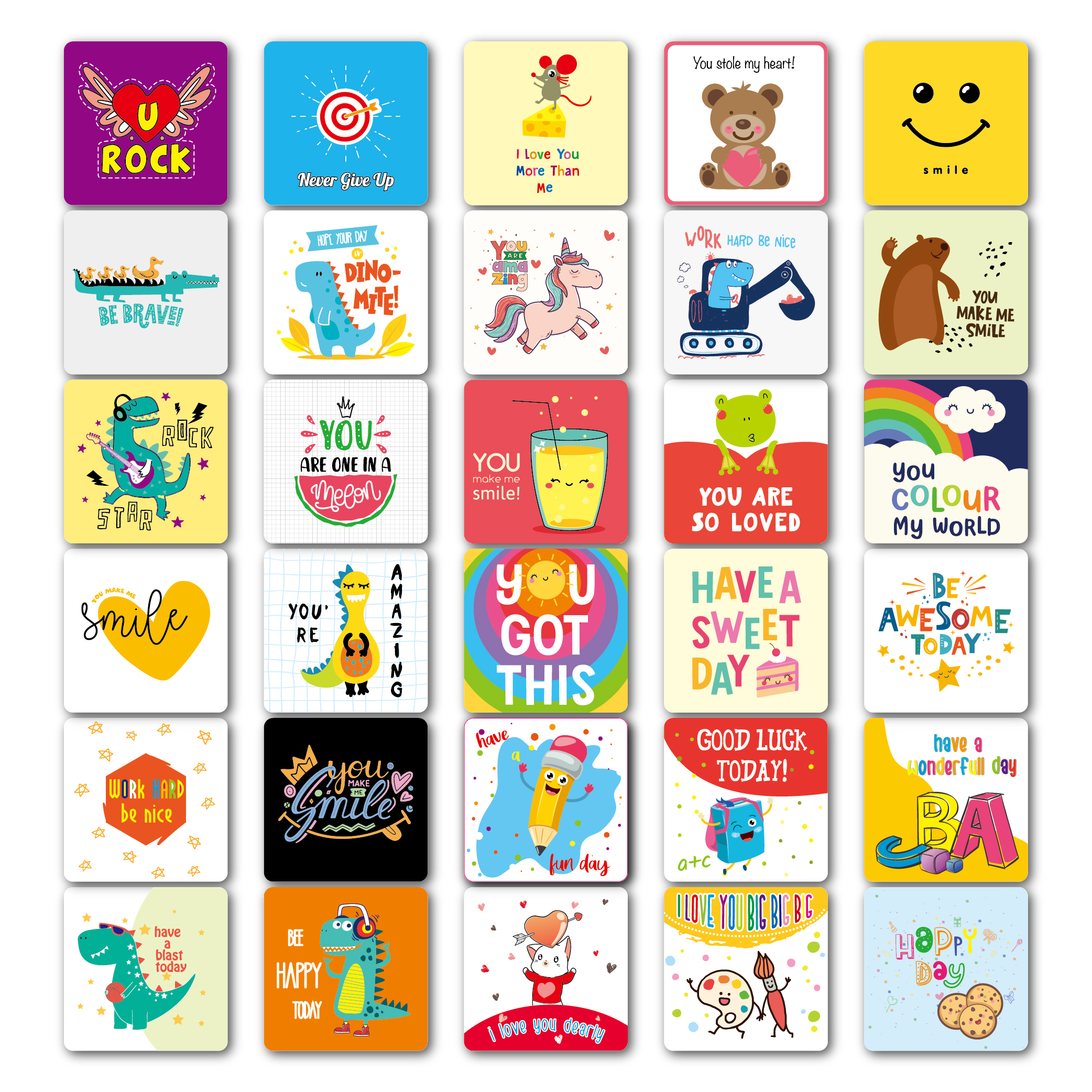 🔥NEW ARRIVAL🌈Pack of 60 Motivational Lunch Cards for Kids🎁
